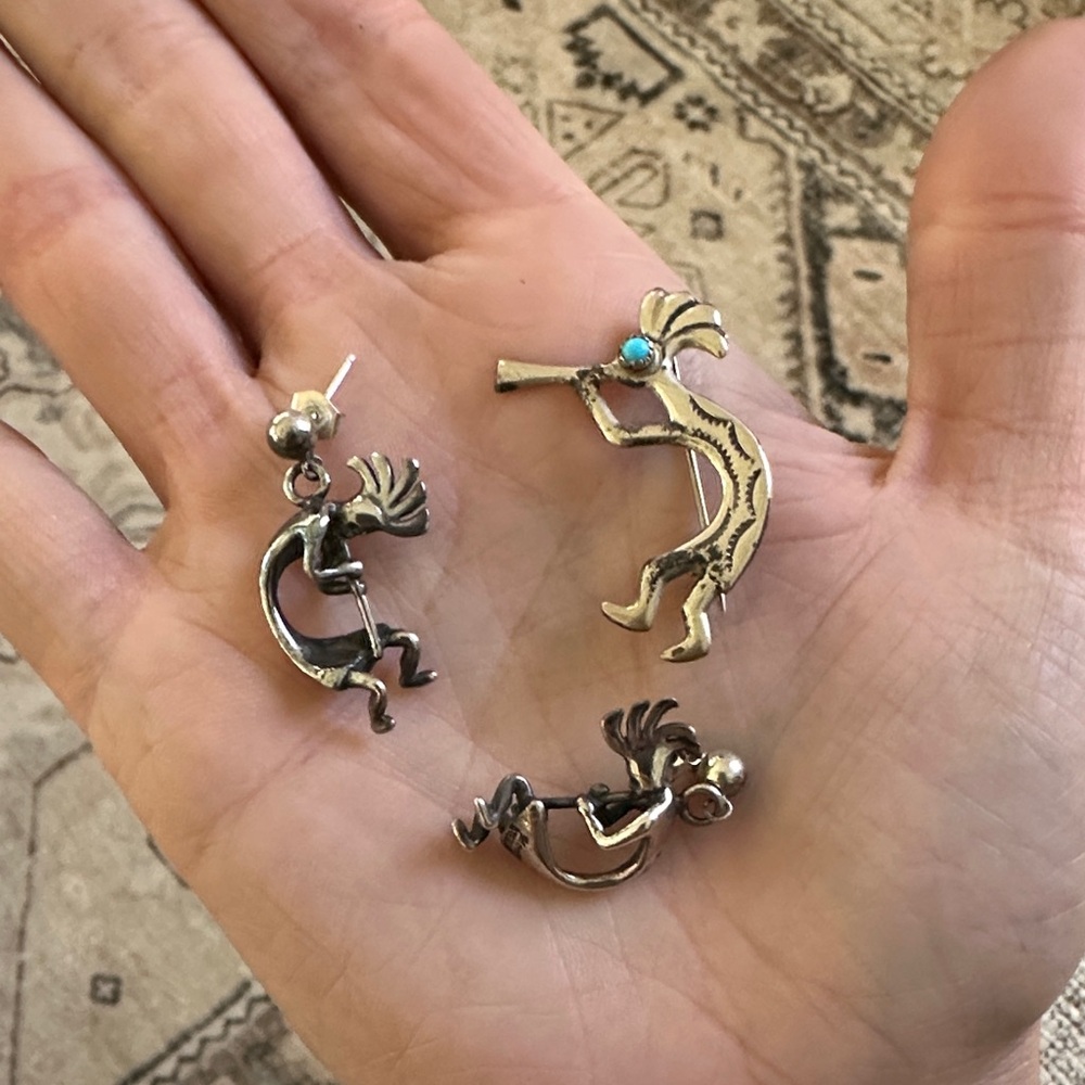 Silver Tribal Earrings Set